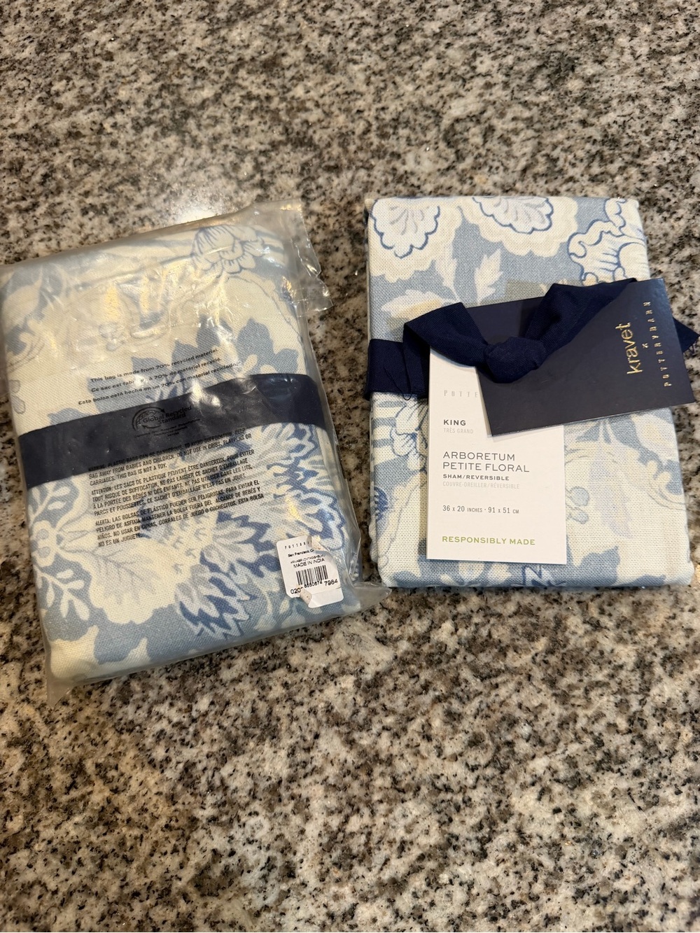 Pottery Barn Arboretum Petite Floral King Sham Set in Light Blue and White